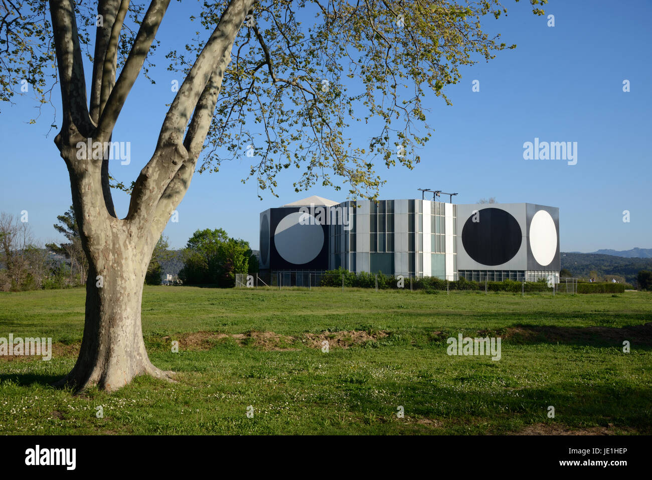 Foundation Vasarely or Victor Vasarely Art Gallery and Museum Framed by Plane Tree Aix-en-Provence or Aix en Provence France Stock Photo