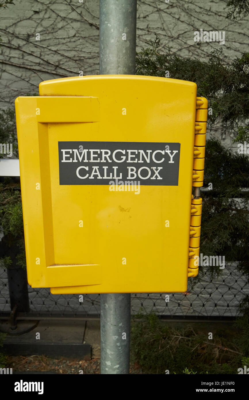 yellow emergency call box New York City USA Stock Photo
