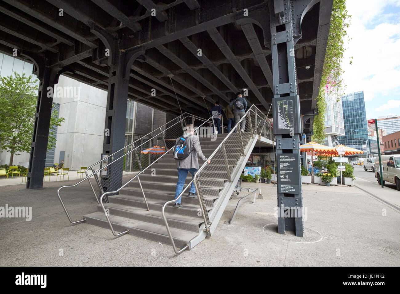 entrance to the end of the high line elevated park walkway meatpacking district New York City