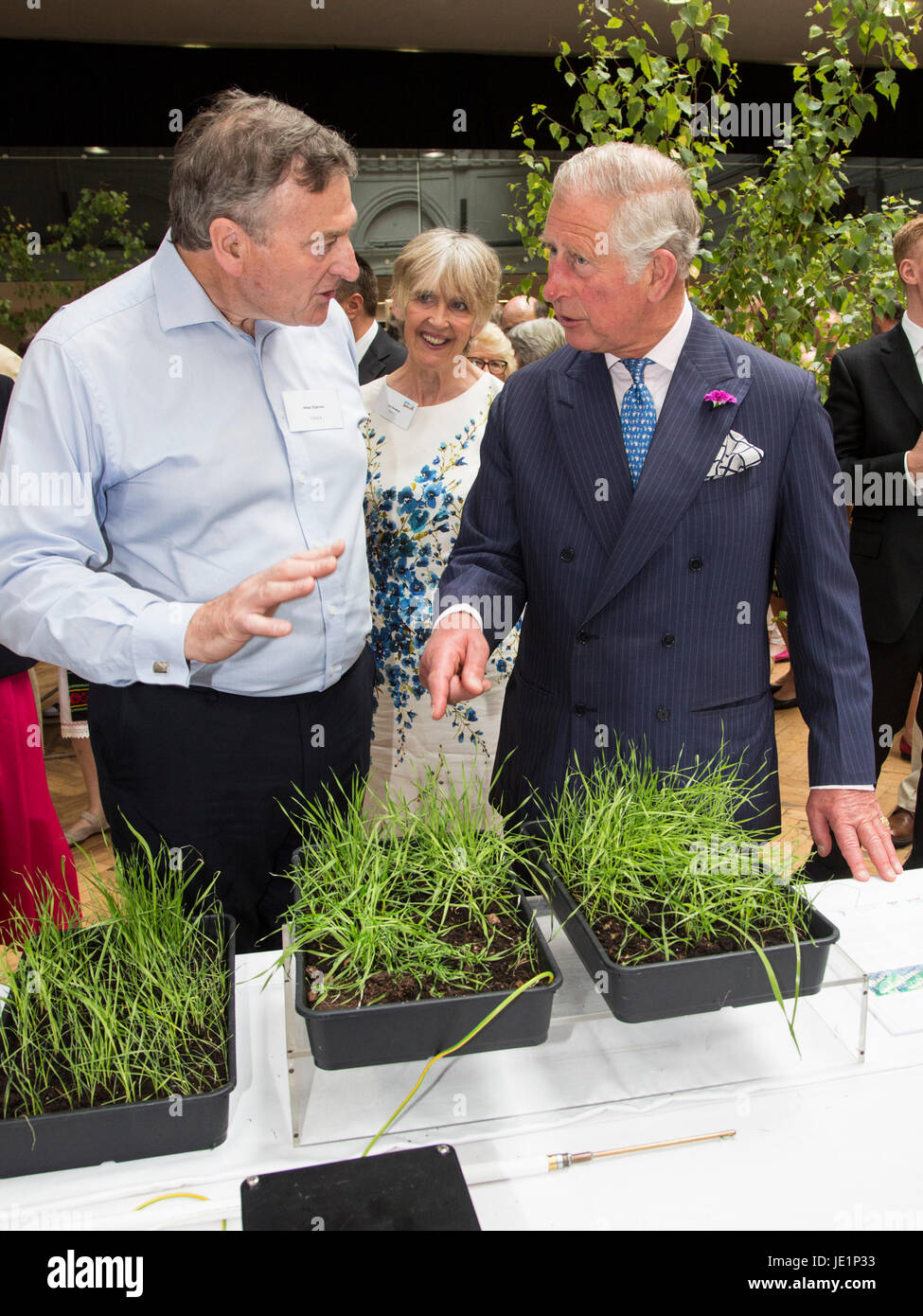 London, UK. 22 June 2017. The Prince of Wales meets members of the assocation at the Innovative Farmers stand and watches demonstrations. Prince Charles, The Prince of Wales, Patron of The Soil Association, attends a reception with supporters of the organic food movement to mark its 70th Anniversary. The Soil Association promotes healthy, humane and sustainable food, farming and land use. Stock Photo