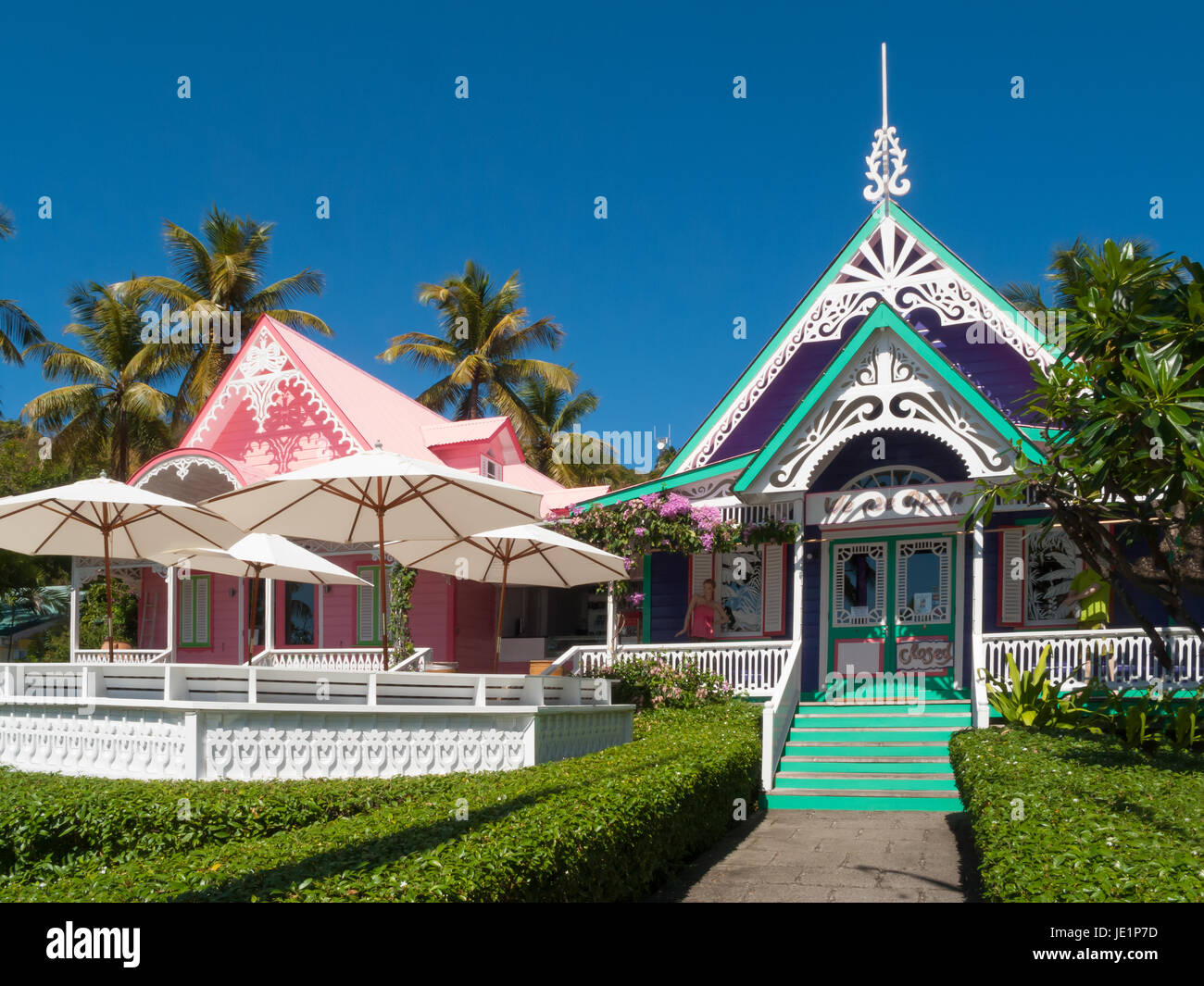 Pink House and Purple House Shops on Mustique, there are now new steps ...
