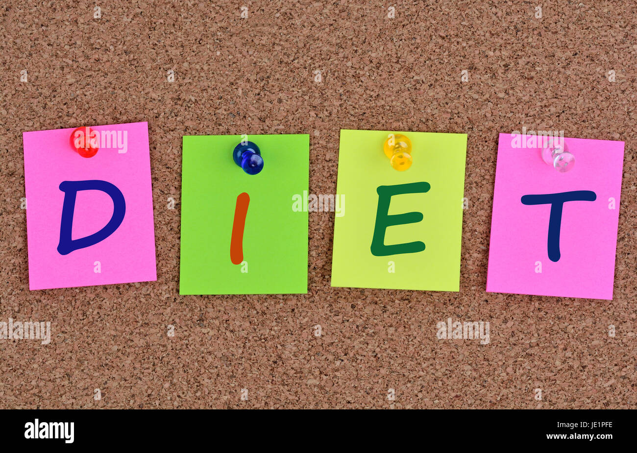Diet word on colorful notes Stock Photo