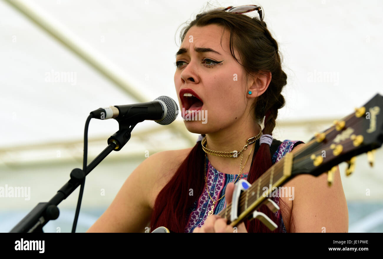 Louise Cartier performing at Hyfest Music Festival, Headley, Hampshire, UK. 17 June 2017. Stock Photo