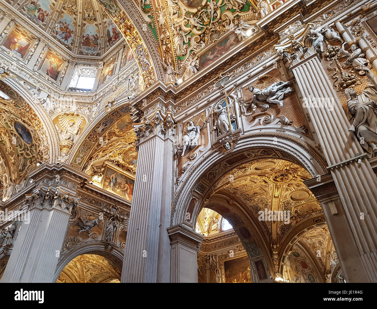 BERGAMO, ITALY - APRIL 28, 2017: Interior of Duomo di Bergamo in Italy. This cathedral is dedicated to Saint Alexander of Bergamo, patron saint of the Stock Photo