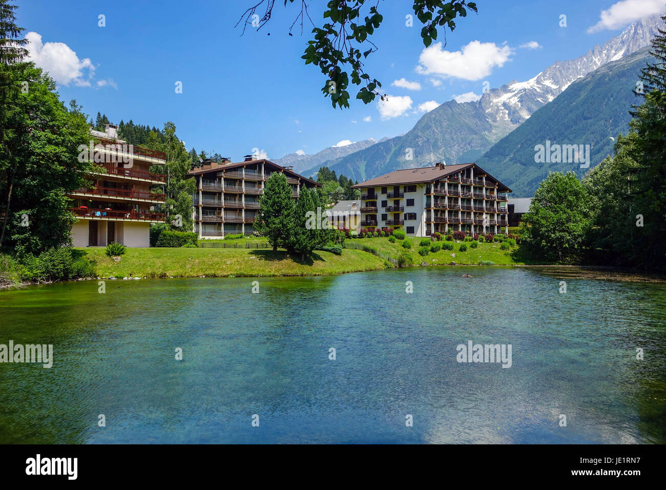 Gaillands lakes and mountains, Chamonix Mont Blanc, France Stock Photo