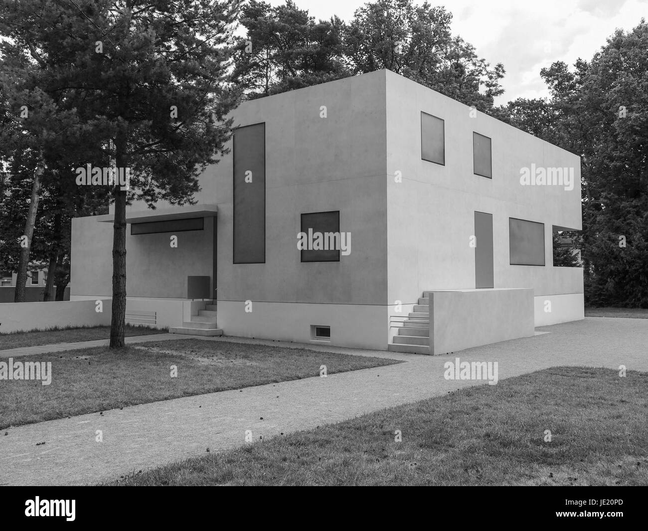 DESSAU, GERMANY - JUNE 13, 2014: Bauhaus masters houses designed in 1925 for Walter Gropius, Laszlo Moholy Nagy, Lyonel Feininger, Georg Muche, Oskar Schlemmer, Wassily Kandinsky and Paul Klee Stock Photo