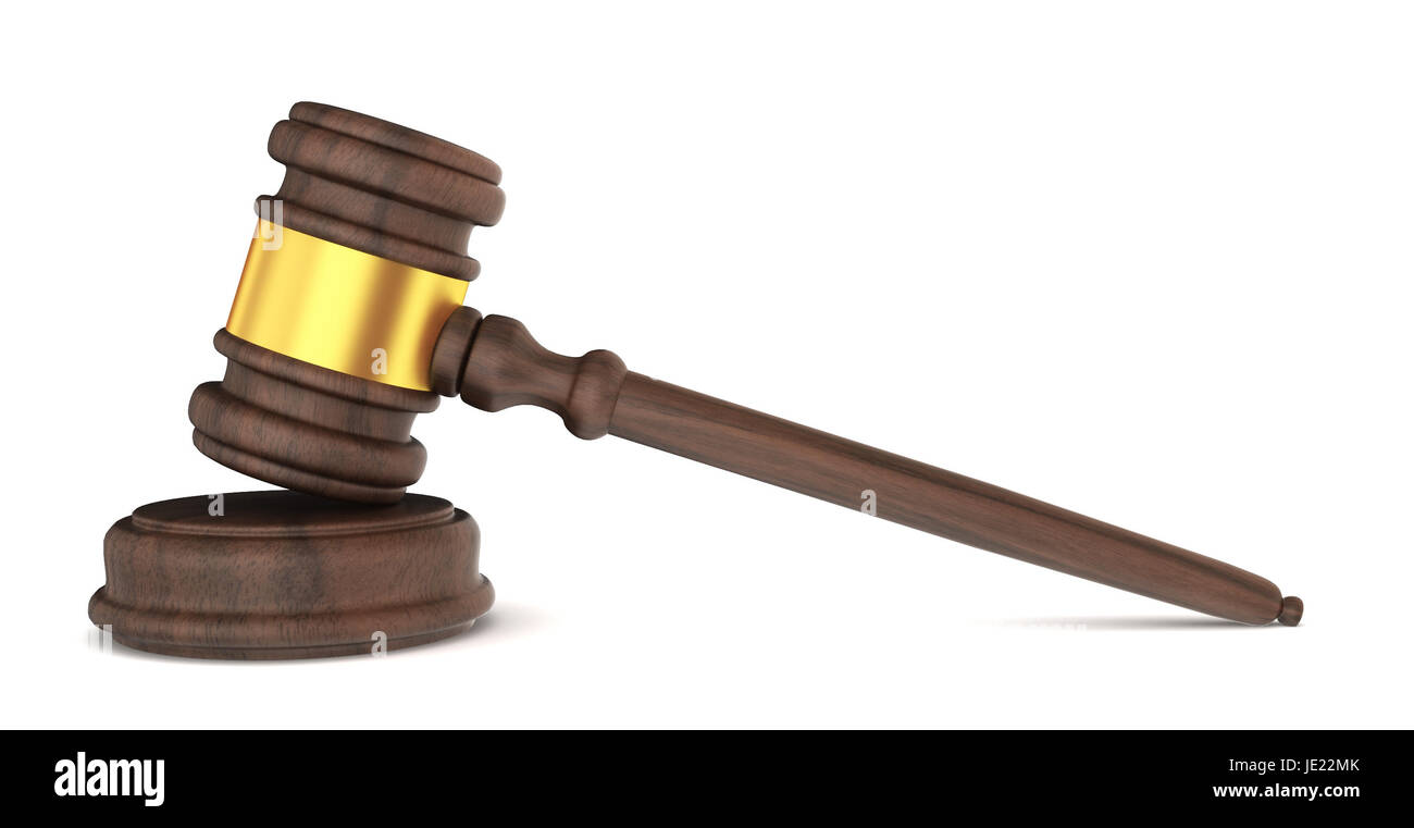Justice hammer. 3d illustration on white background Stock Photo - Alamy