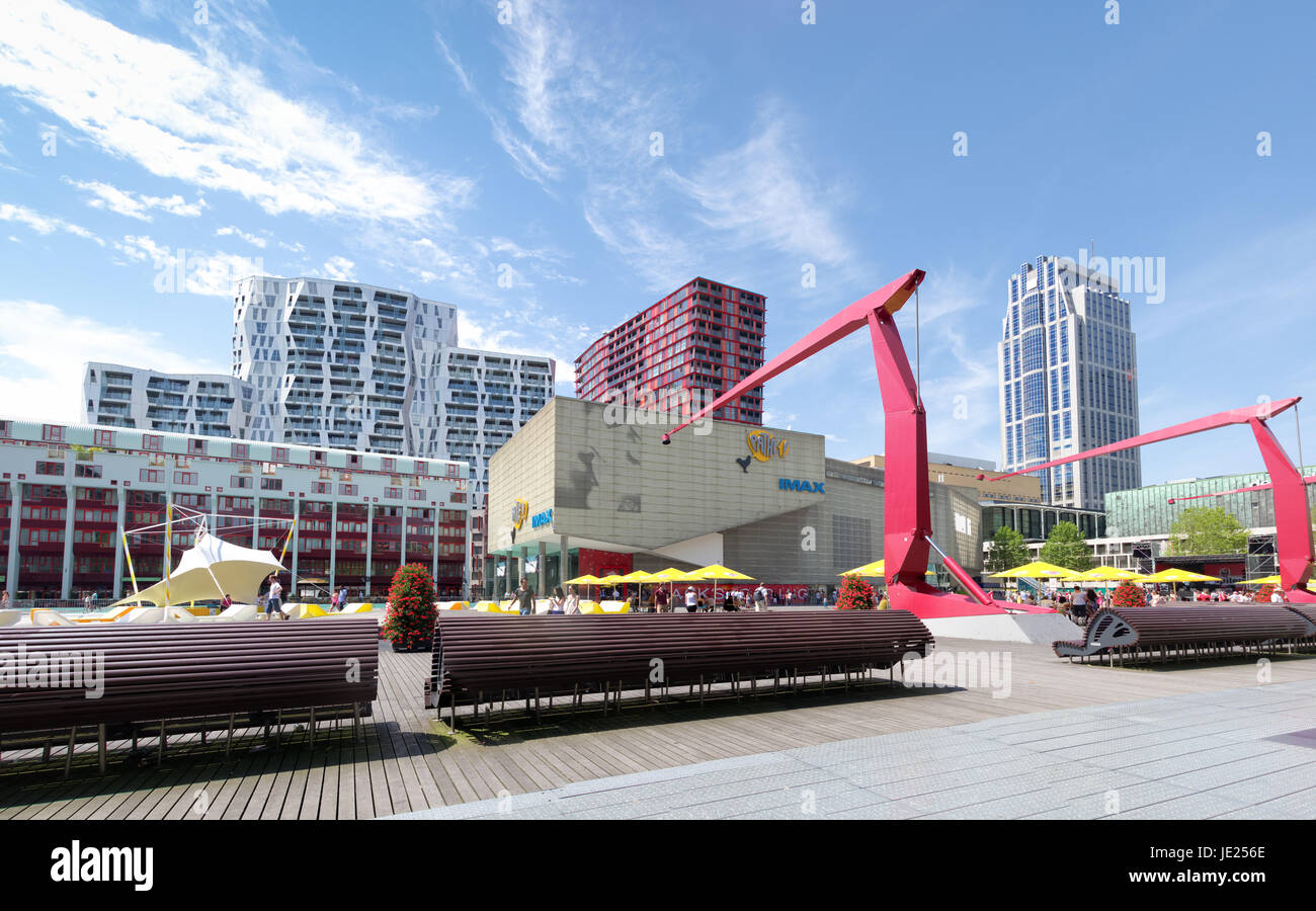 Schouwburgplein in rotterdam, a cultural square with the mega cinema