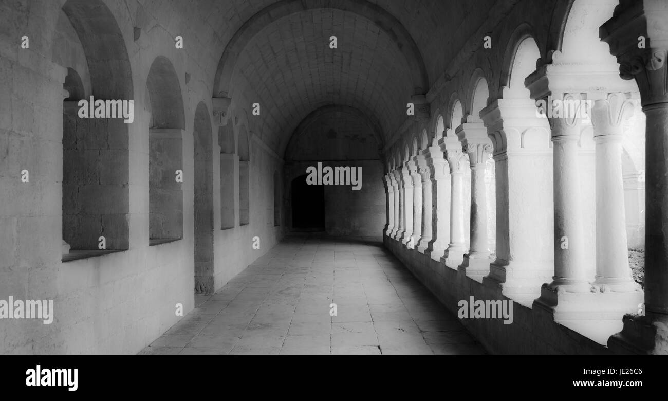 France, Provence. Senanque Abbey corridor detail. More than 800 years of history in this picture. Stock Photo