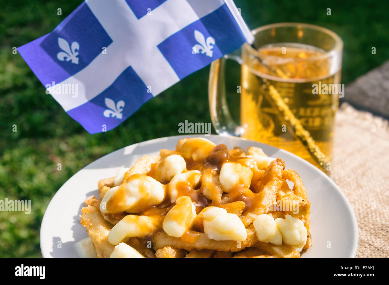 Classic Quebec poutine with french fries, gravy, and cheese curds Stock Photo