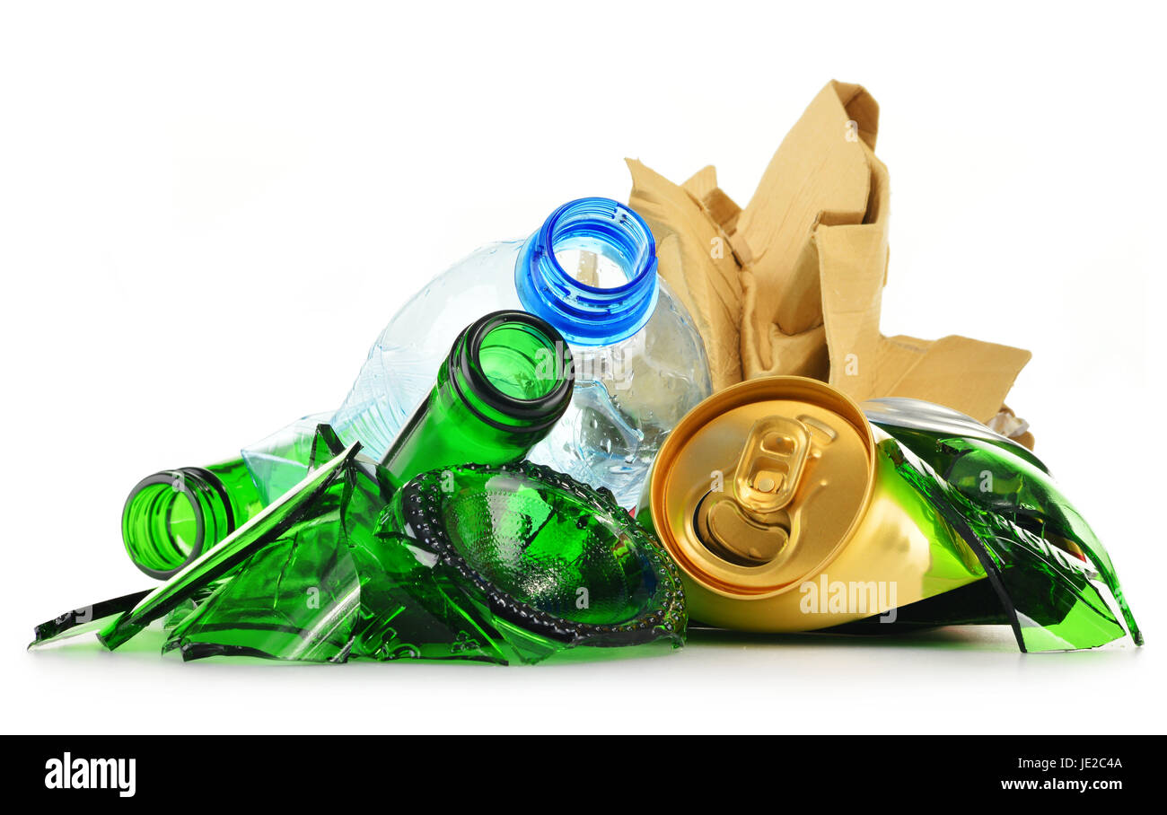 Composition with recyclable garbage consisting of glass, plastic, metal ...