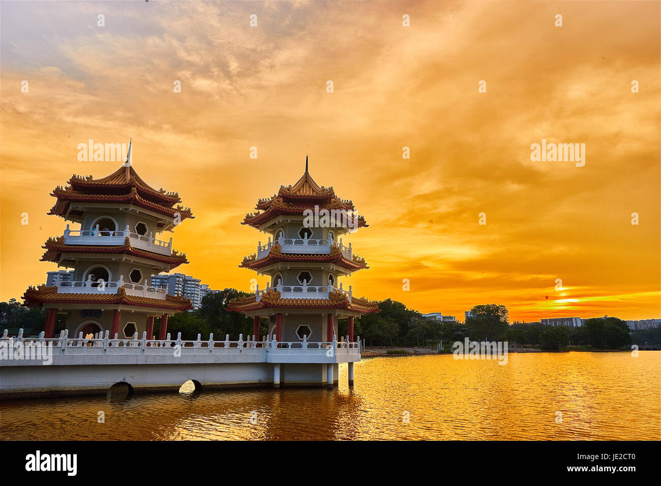 Pagodas on Chinese Gardens Stock Photo