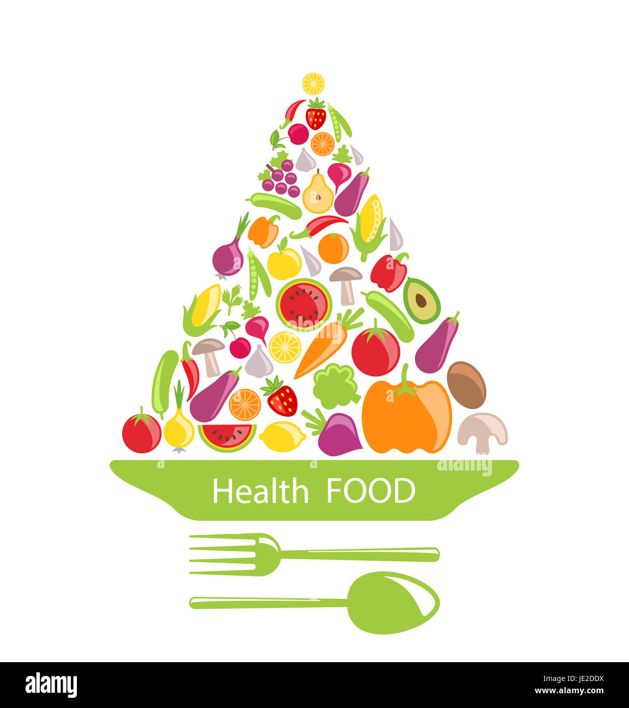 Illustration Pyramid of Vegetables and Fruits, Colorful Healthy Foods