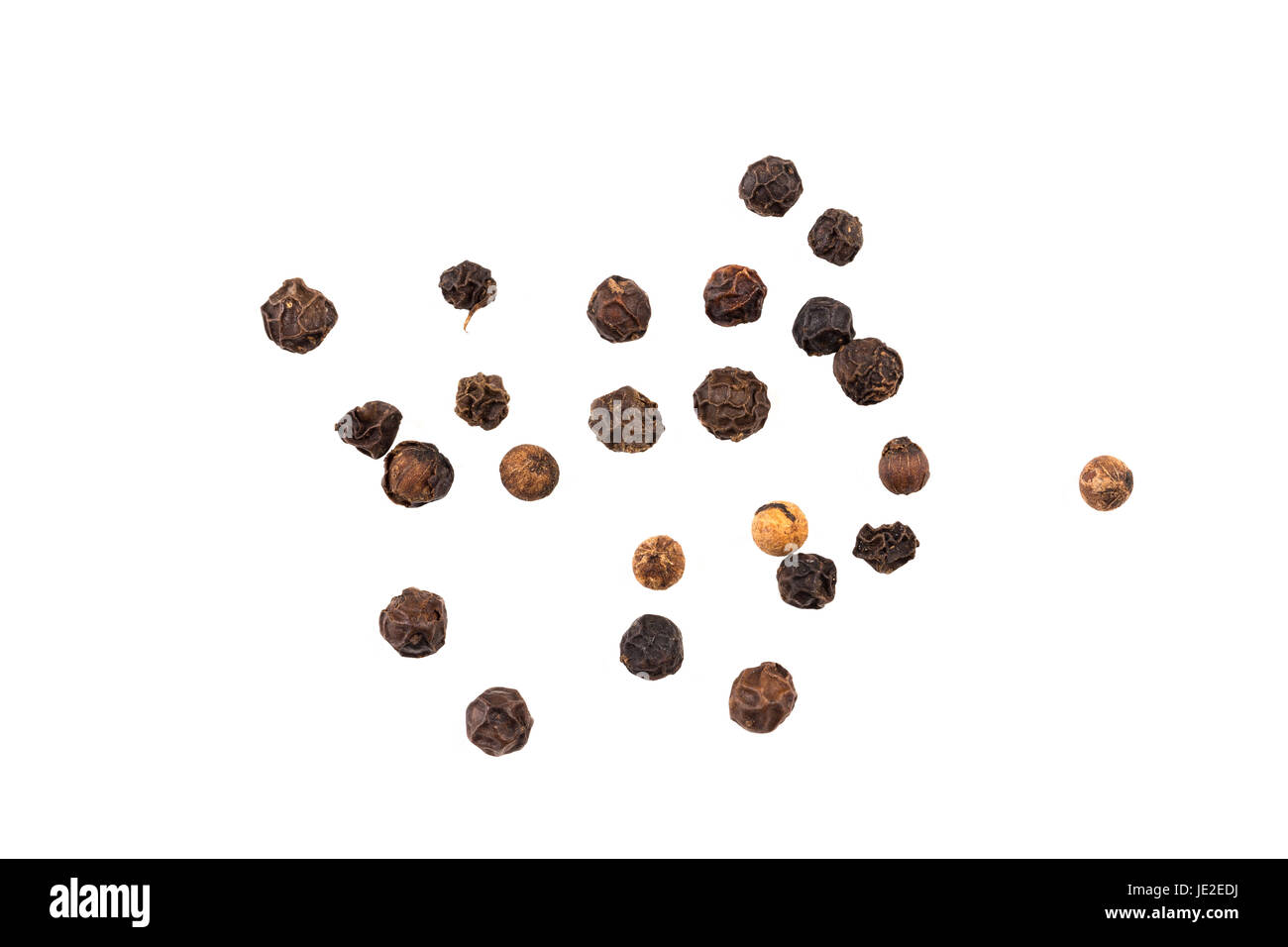 black pepper, black peppercorn , indian spice isolated on white Stock