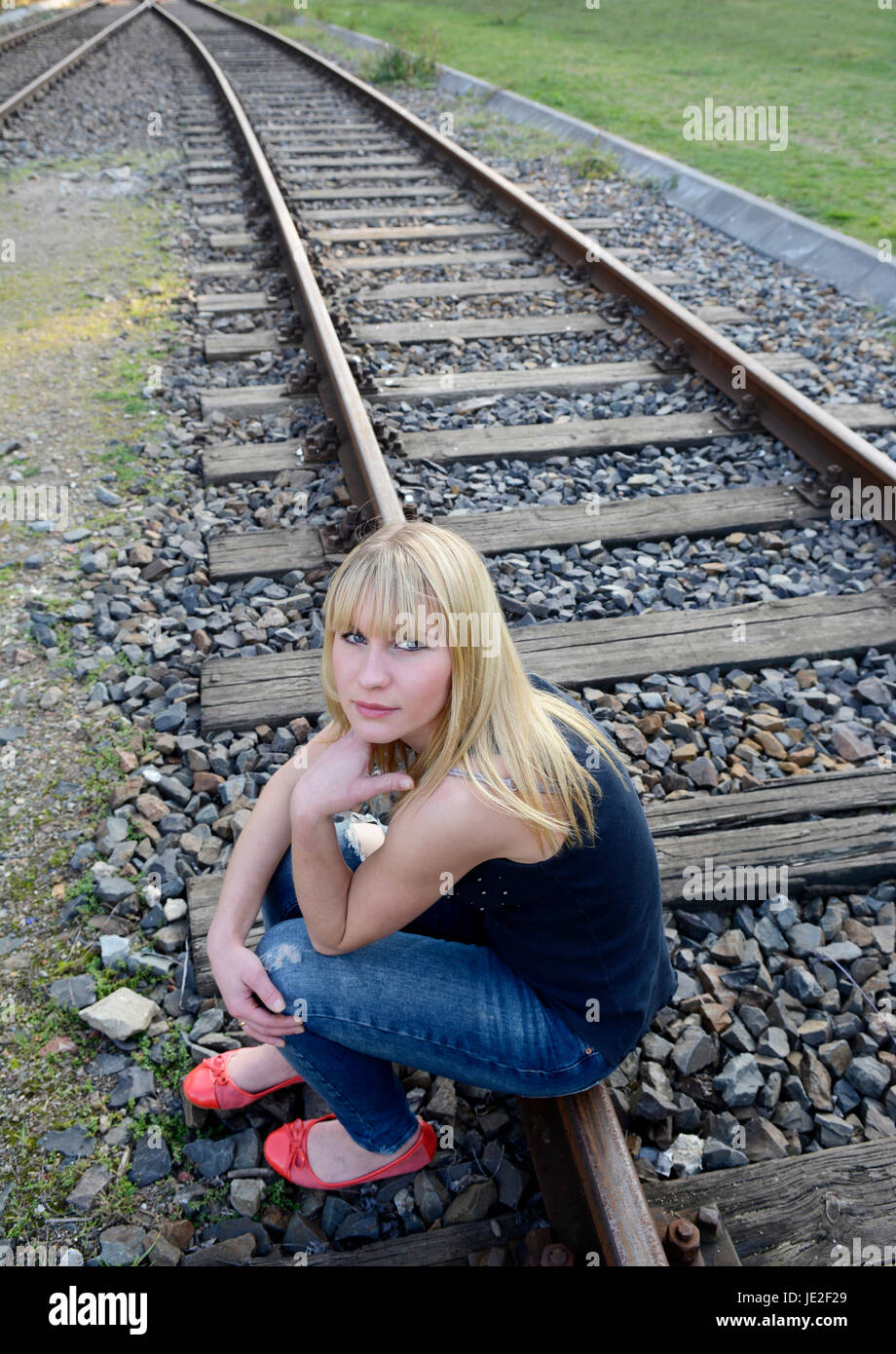 depressive junge Frau Stock Photo