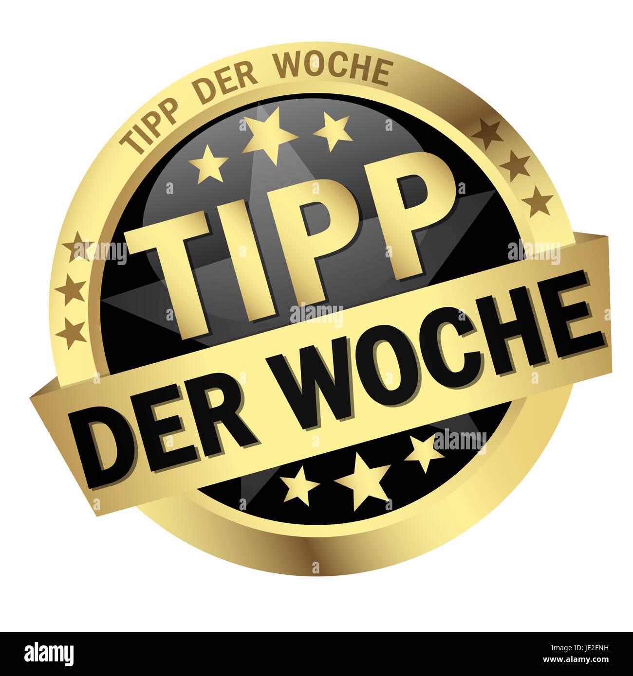 Button with banner - Tipp der Woche Stock Photo
