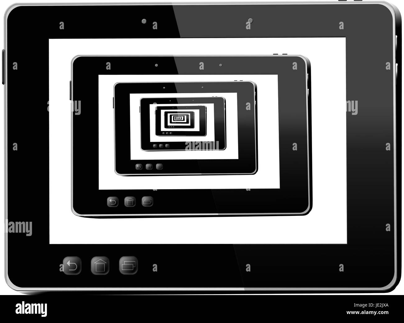 illustration of black tablets in black tablets isolated on white background Stock Photo