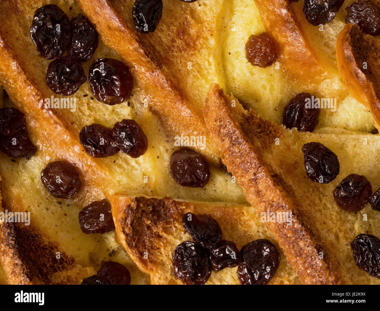 close up of british bread and butter pudding food background Stock Photo