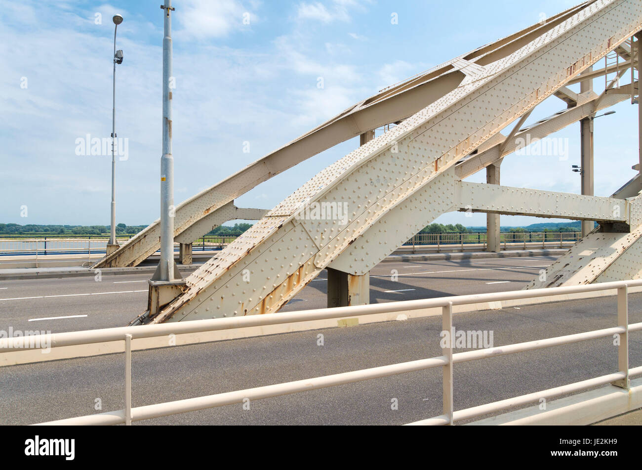 detail of the Waal bridge crossing the Waal river at Nijmegen, netherlands Stock Photo