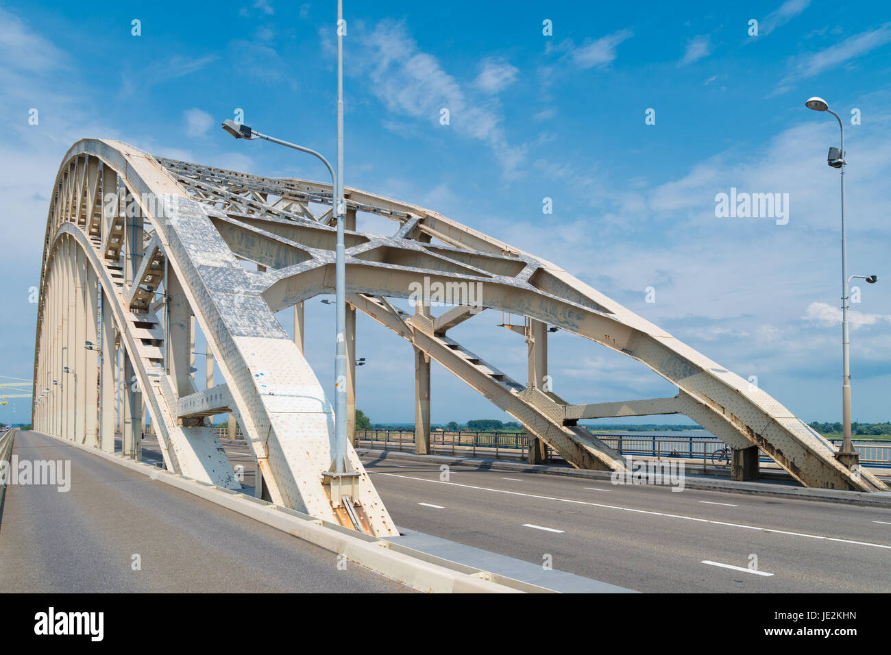 the Waal bridge crossing the Waal river at Nijmegen, netherlands Stock Photo