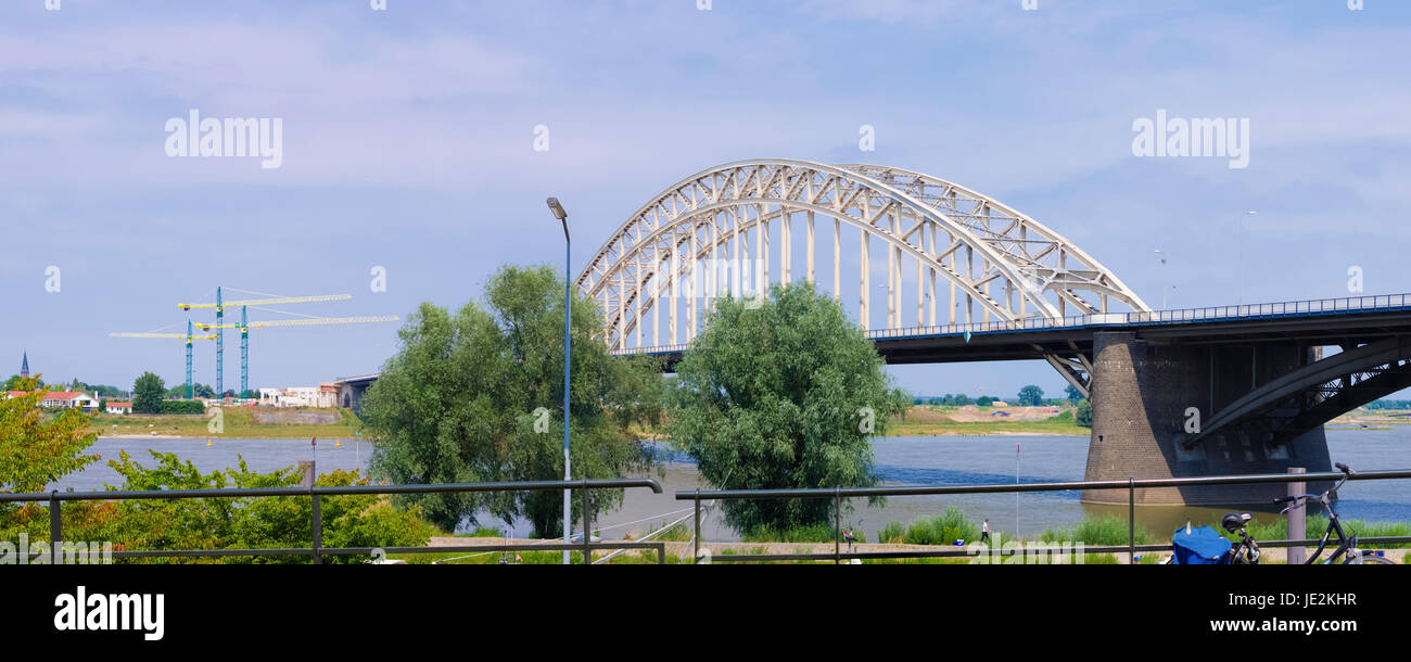 the Waal bridge crossing the Waal river at Nijmegen, netherlands Stock Photo