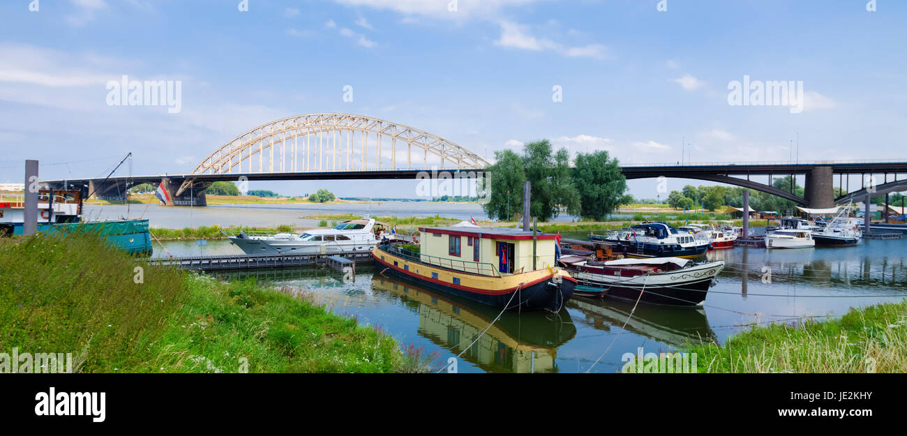 panorama of the Waal bridge at nijmegen, netherlands Stock Photo