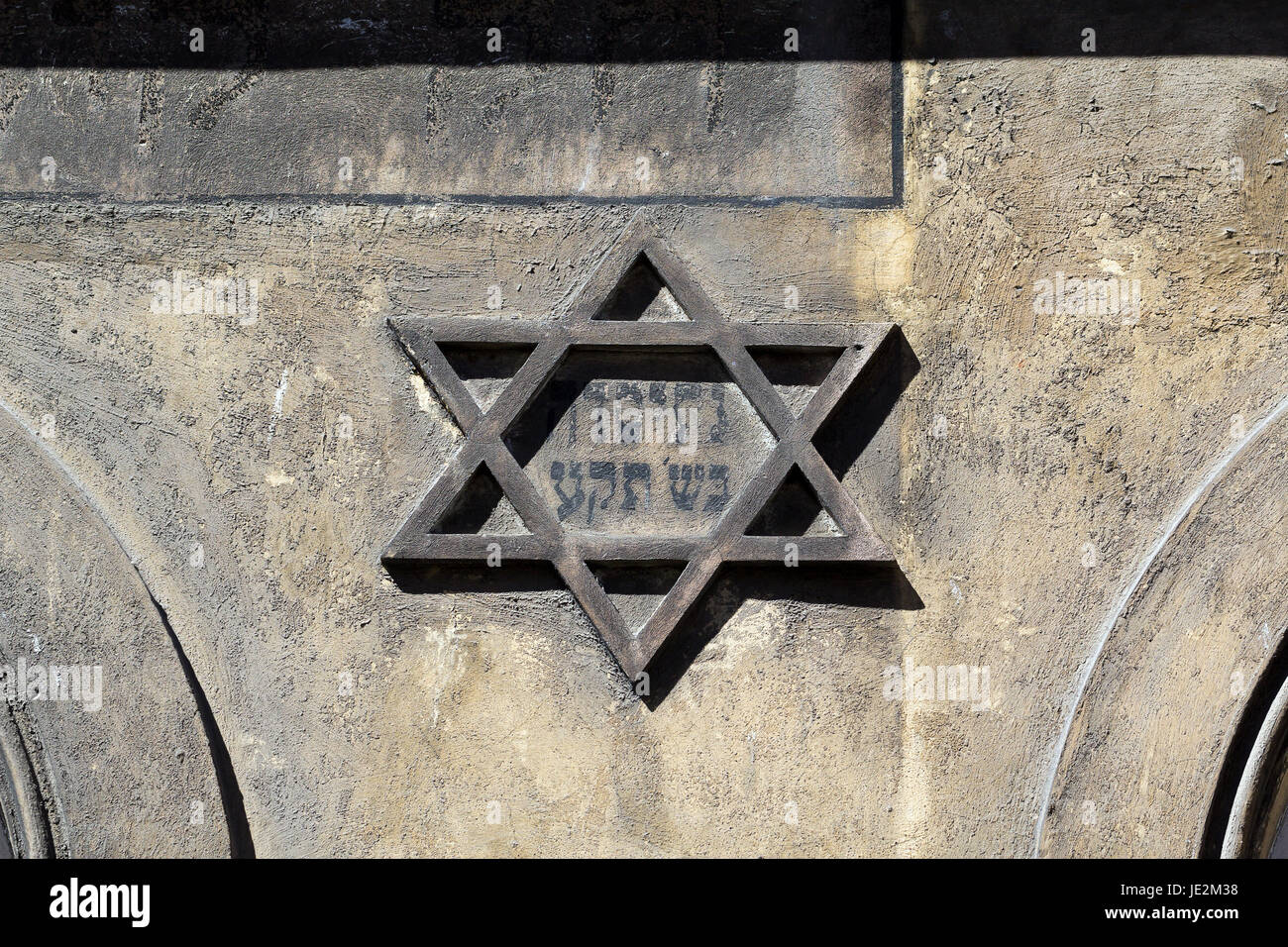 Symbol Of Jewish Star Of David On The Front On Old Building In