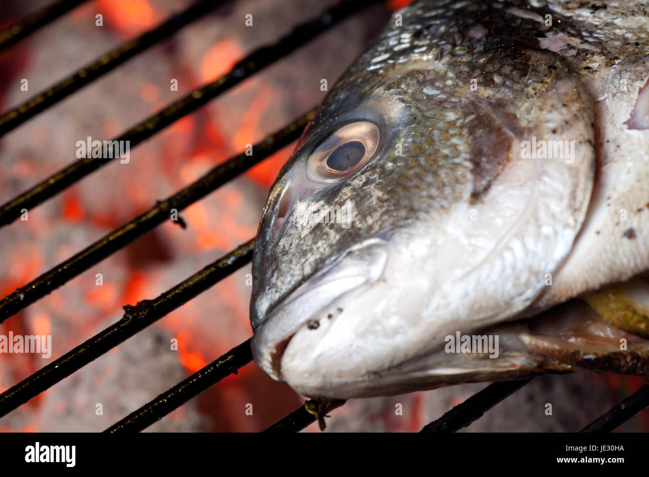 Fisch grillen auf holzkohlegrill hi-res stock photography and images ...