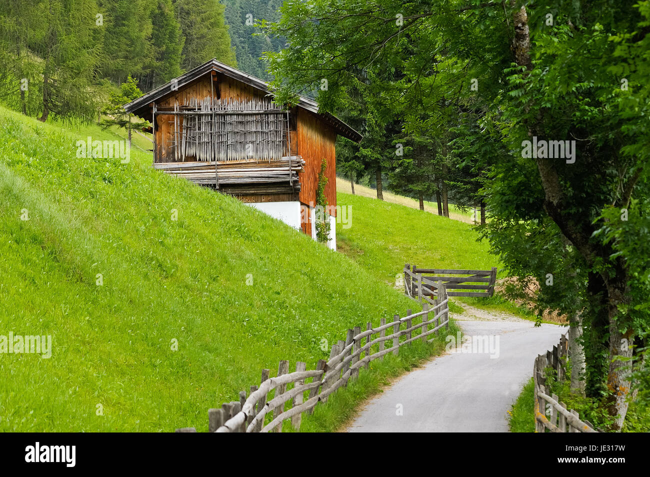 hut in the alps on the way Stock Photo