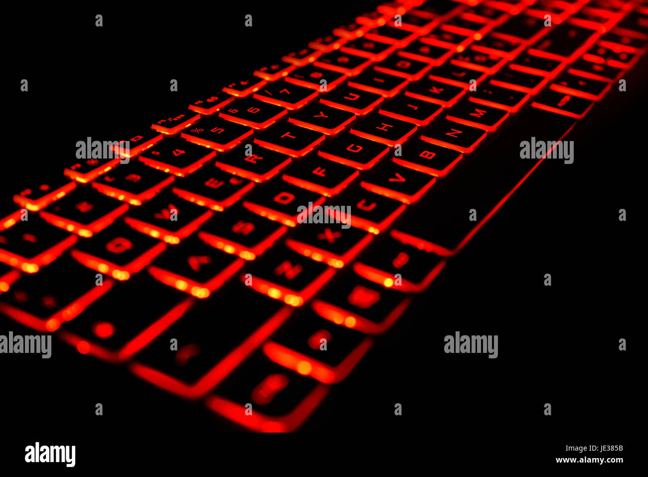 red keyboard in a black background Stock Photo