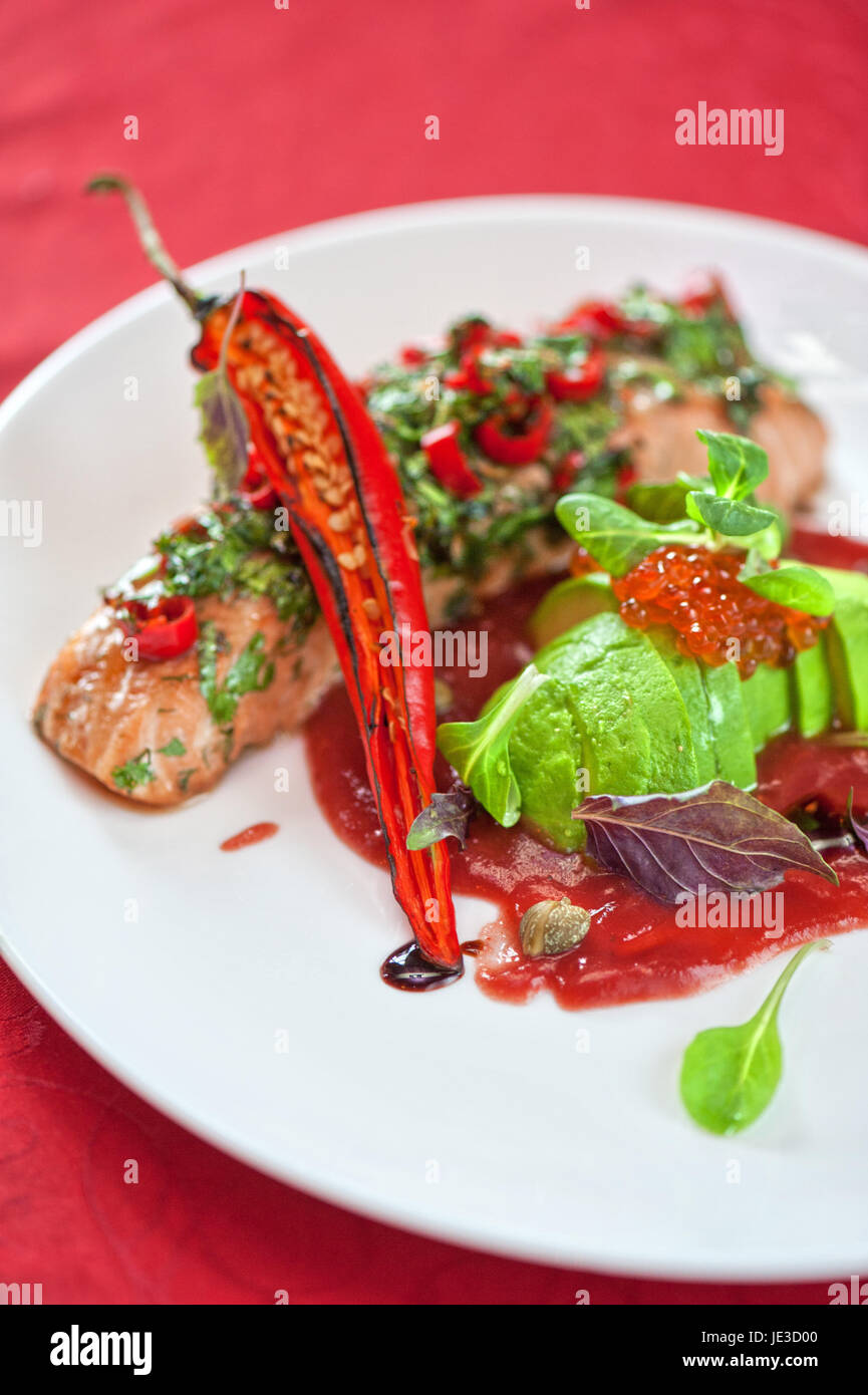 baked salmon with herbs and cayenne pepper Stock Photo Alamy