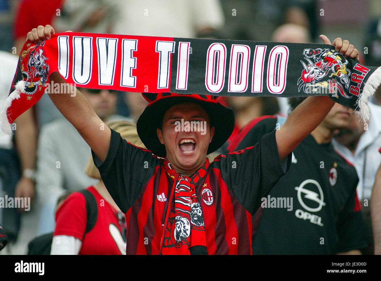 Ac Milan Fan Champions League Final 2003 Old Trafford Mancester England 28 May 2003 Stock Photo Alamy