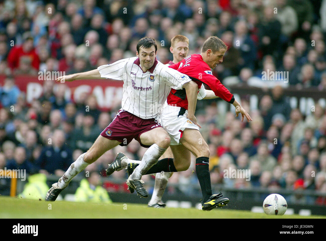 West ham united v manchester united philip neville hi-res stock ...