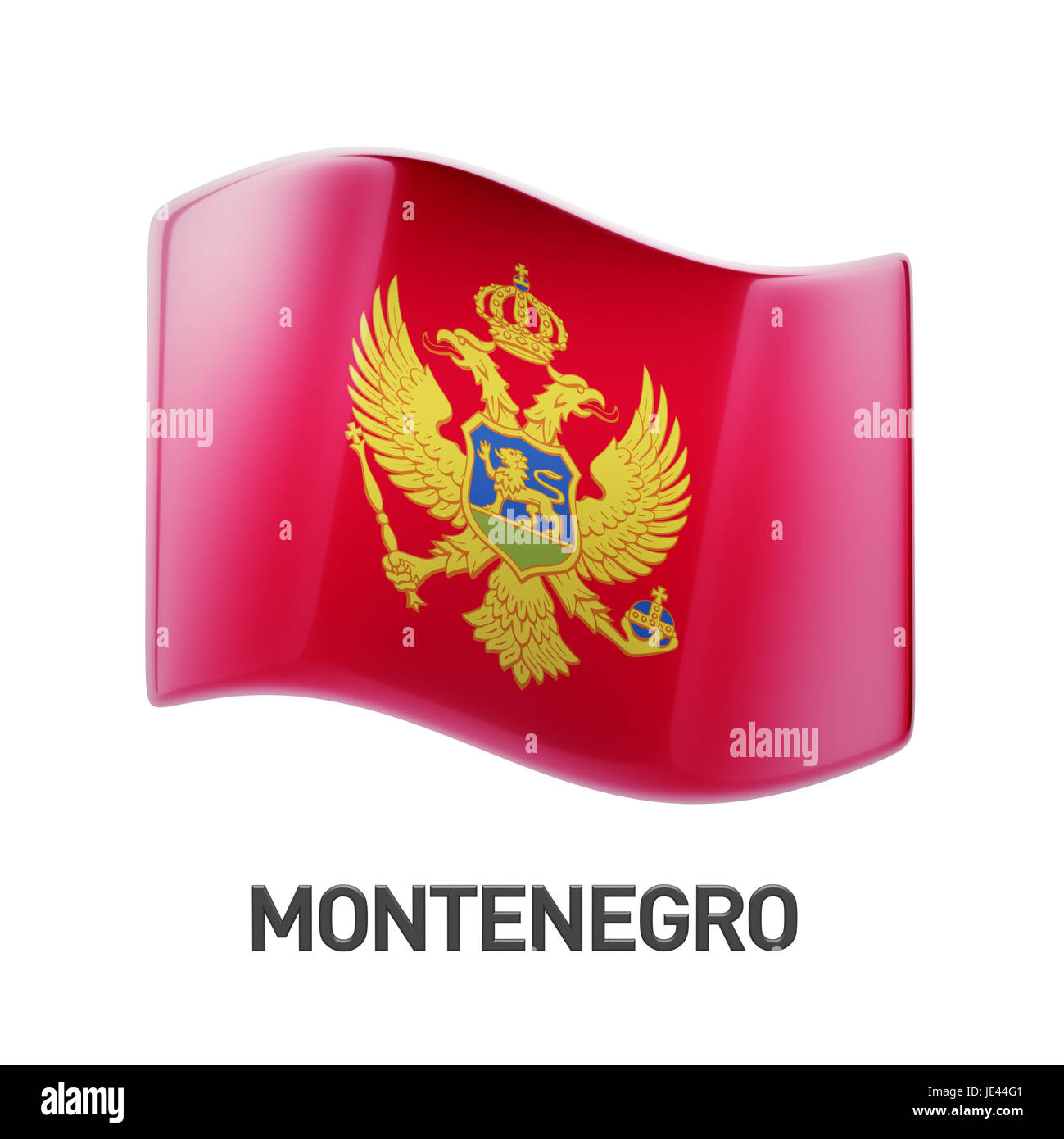 Montenegro Flag isolated on white background Stock Photo