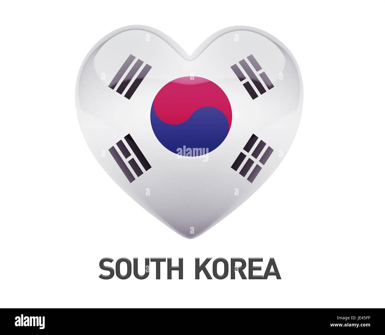 South Korea Flag Heart Icon isolated on white background Stock Photo