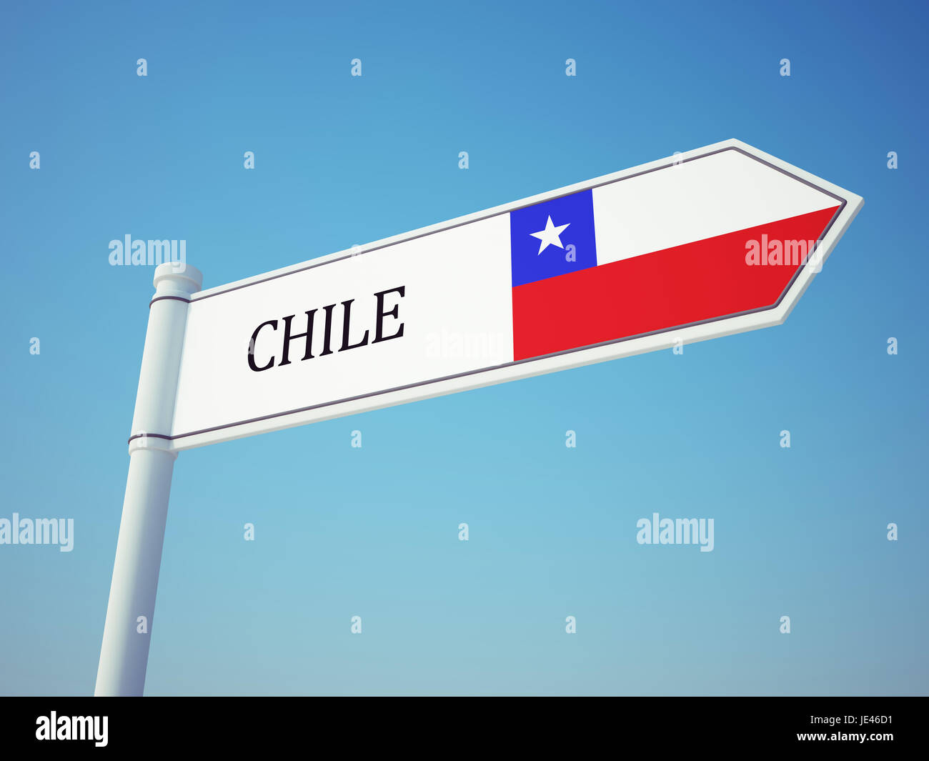 Chile Flag Sign isolated on sky Stock Photo - Alamy