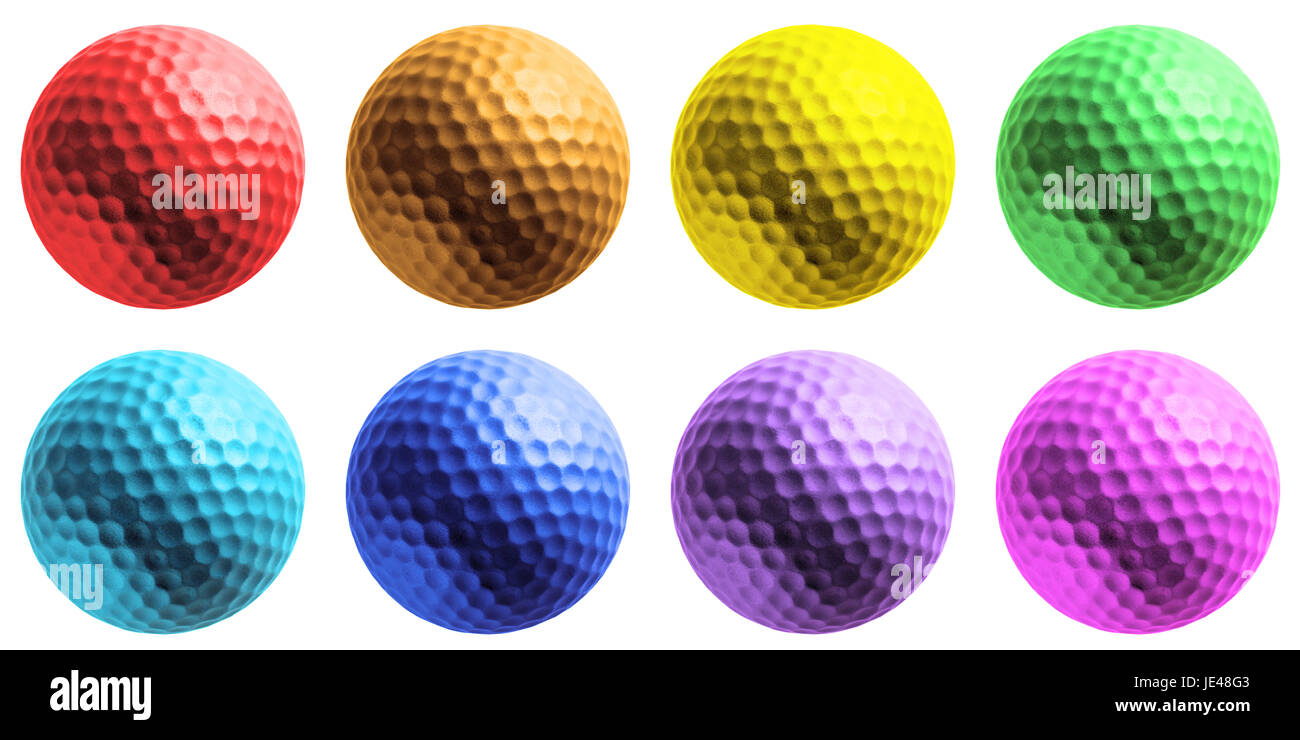 different color golf ball isolated on white Stock Photo Alamy