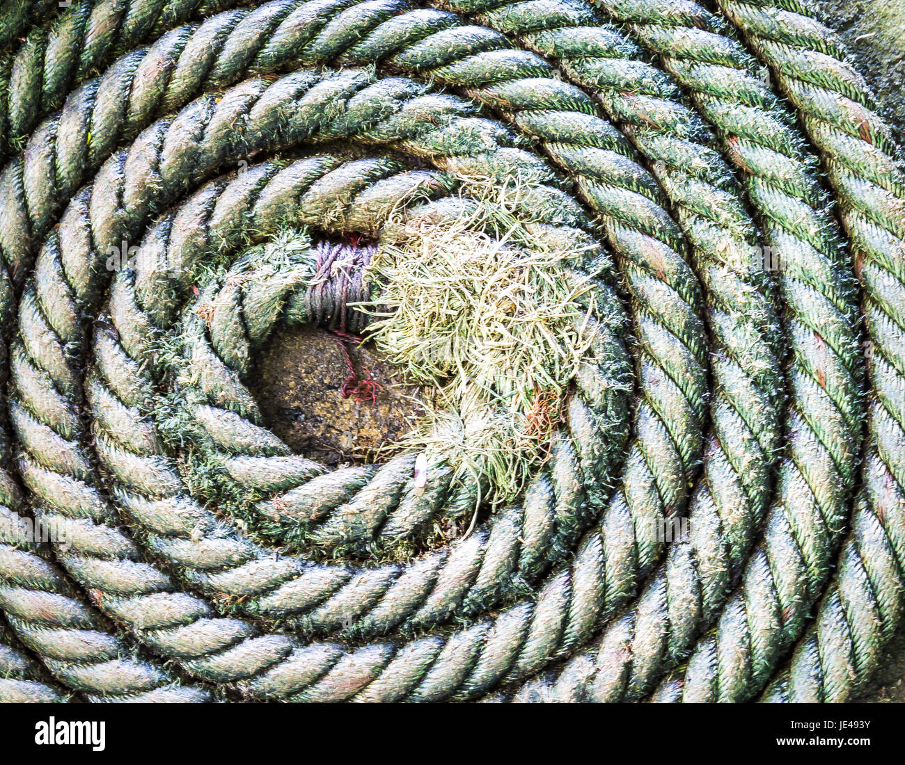 Nautical Rope Round Closeup pattern of circular spirally nautical rope Stock Photo - Alamy