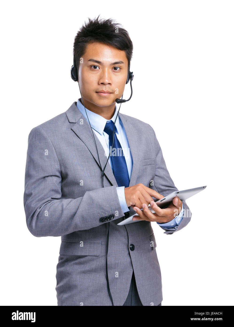 Customer services operator with digital tablet Stock Photo Alamy