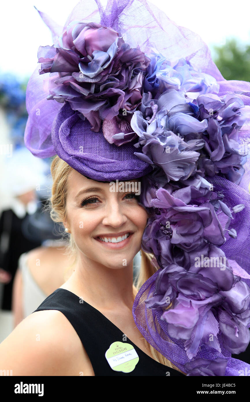 Miss Diana Horn from Austin, Texas during day three of Royal Ascot at Ascot Racecourse. Stock Photo
