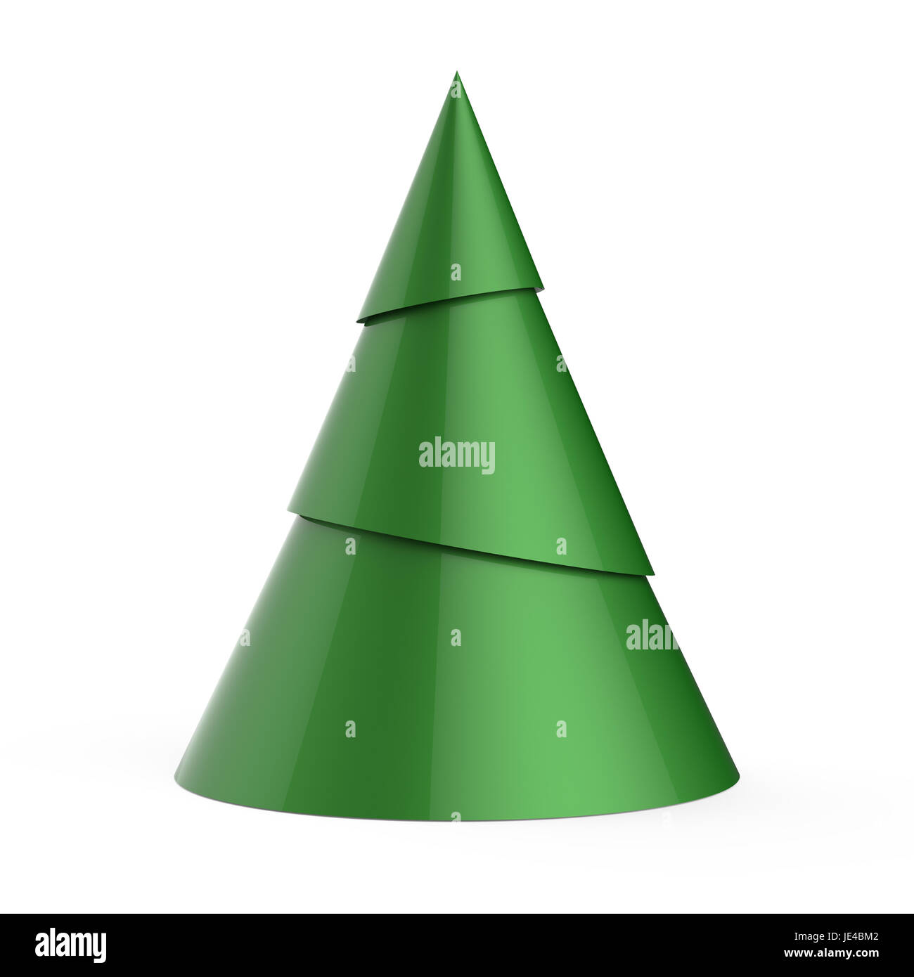 Green stylized Christmas tree isolated on white background Stock Photo ...