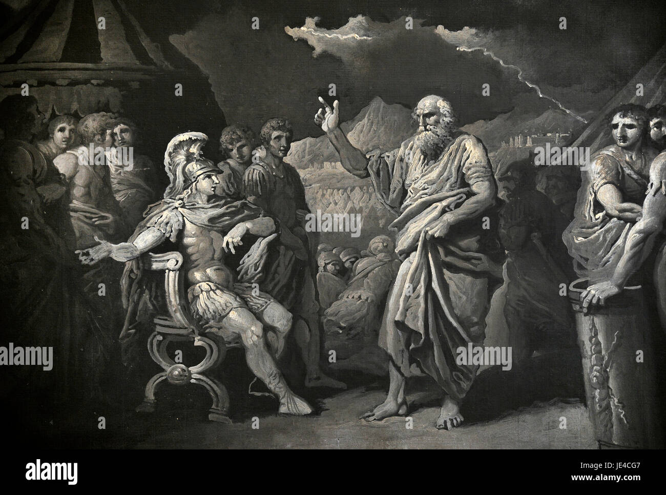 Franciszek Smuglewicz (1745-1807). Polish-Lithuanian painter. Calchas explaining the Reason of Apollo's anger to Achilles. Vilnius Picture Gallery Stock Photo