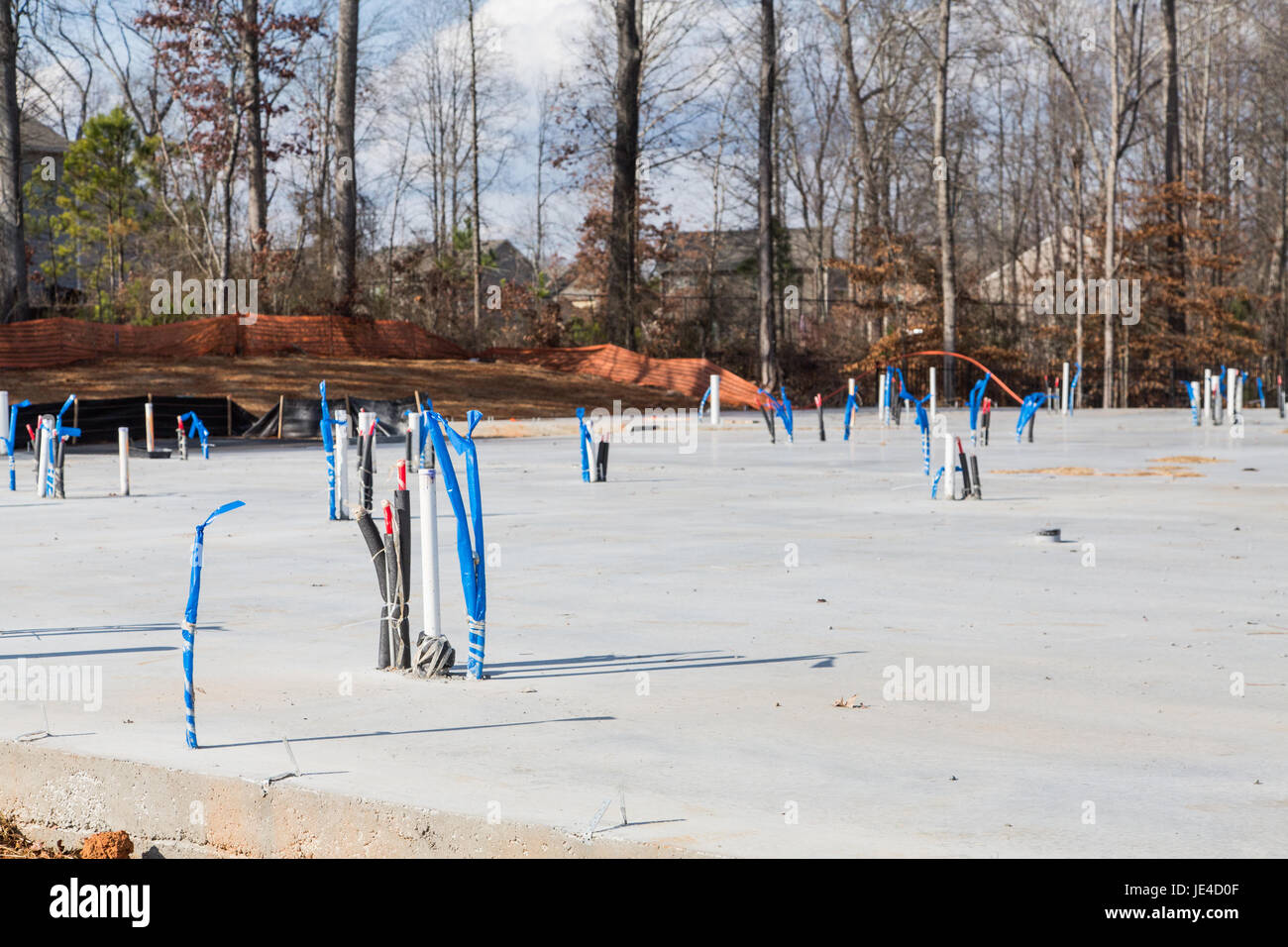 Plumbing and Conduit in New Slab at Residential Construction Stock
