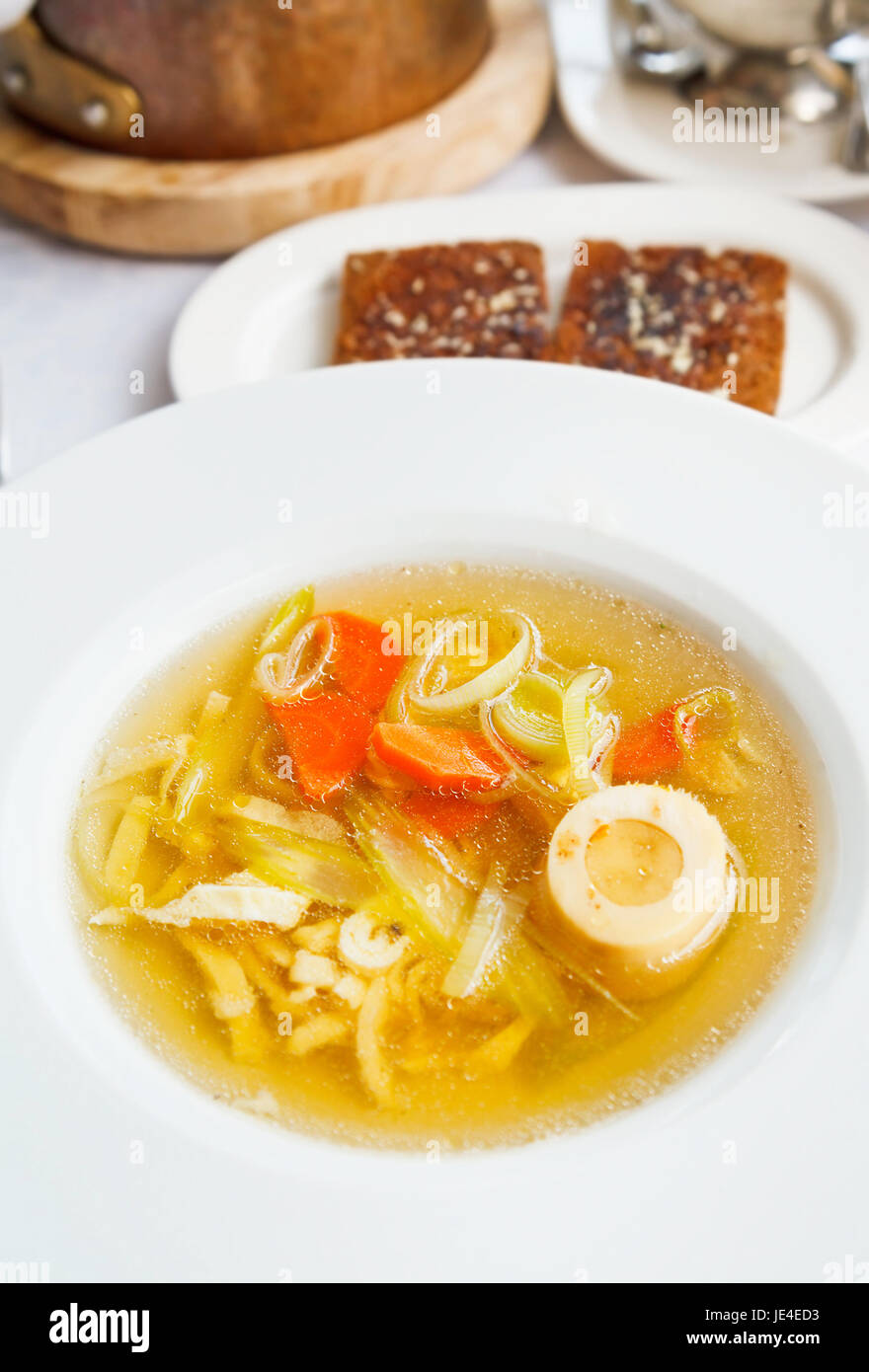 austrian dish soup tafelspitz from boiled beef broth Stock Photo Alamy