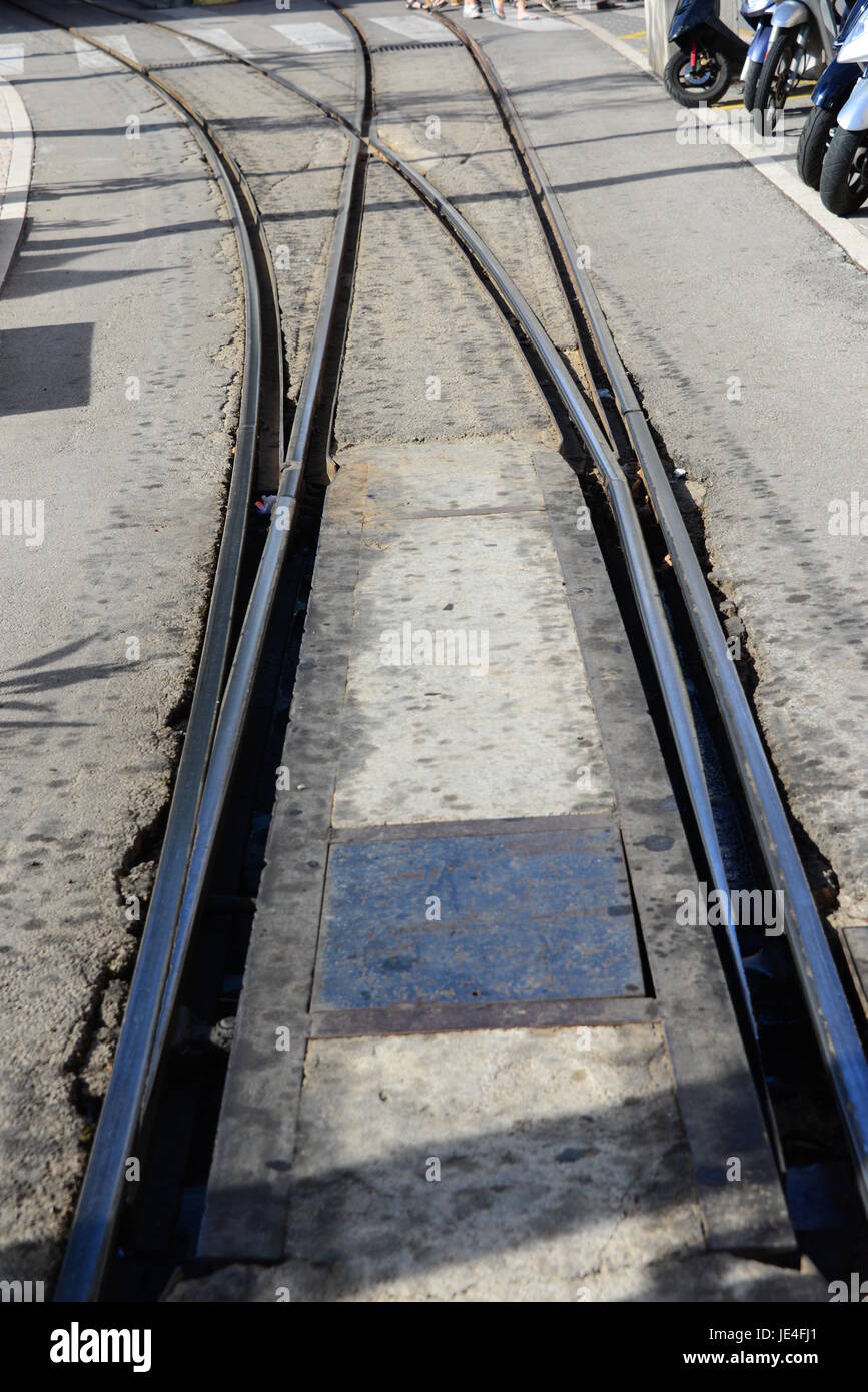 Railroad track switch and horizon hires stock photography and images