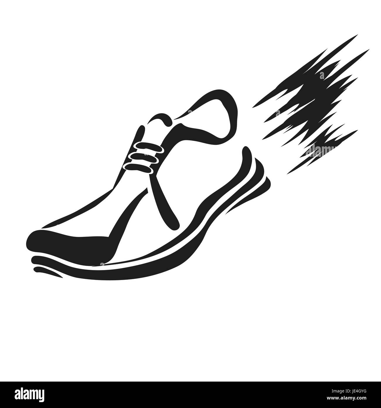 illustration with silhouette of running shoe icon on a white background  Stock Photo - Alamy