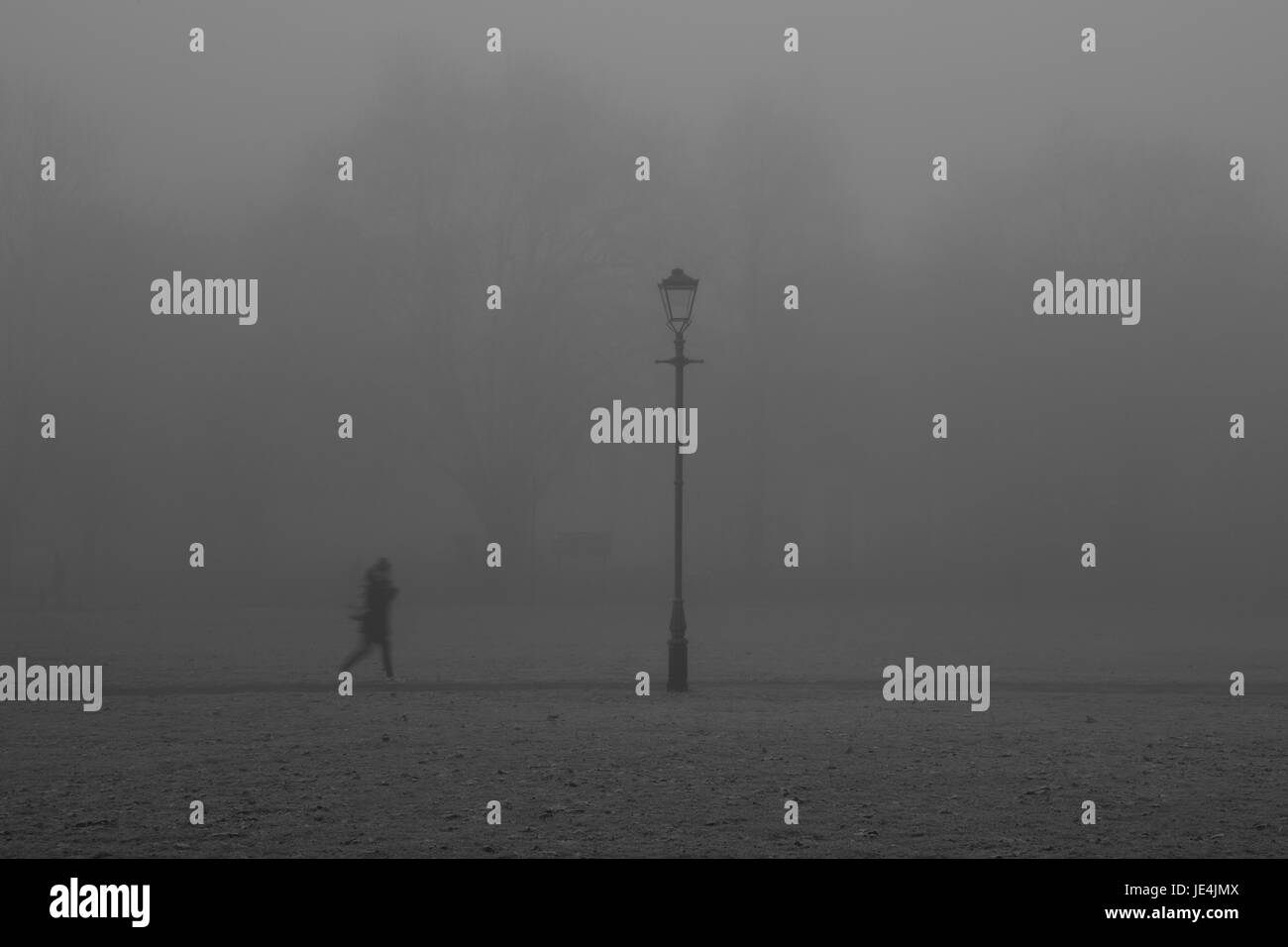 Fog on Clapham Common Northside, Clapham, London, UK Stock Photo