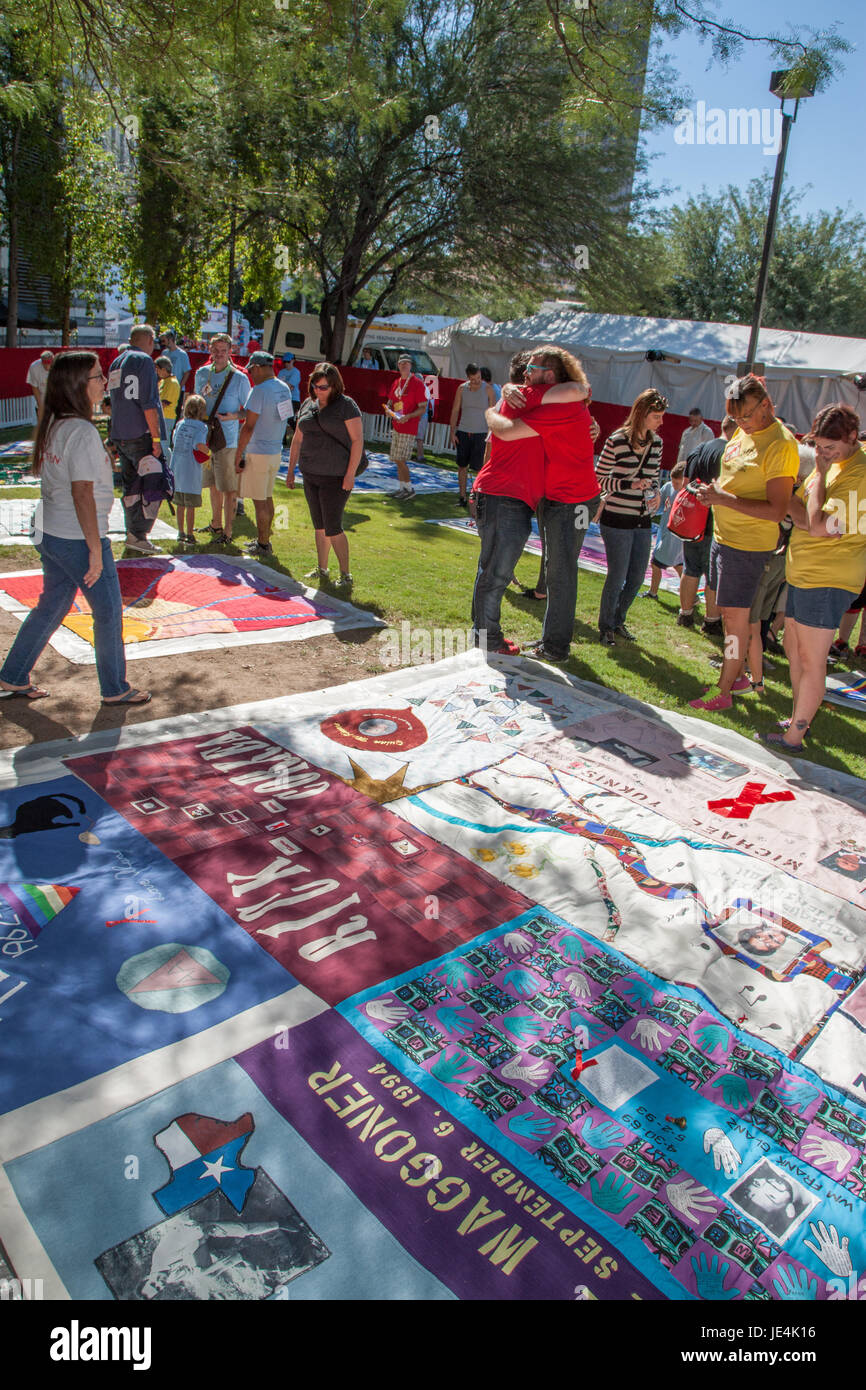TUCSON, AZ/USA OCTOBER 12 Unidentifed people hugging near section of