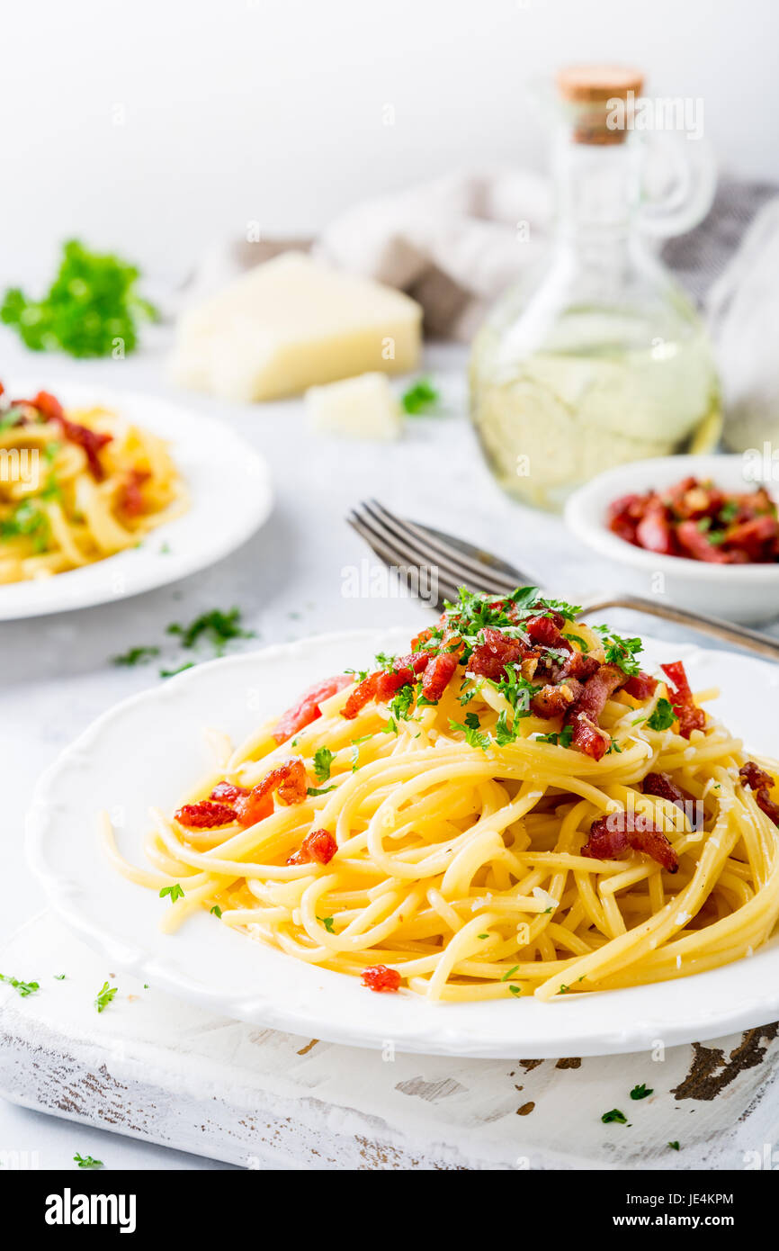 Italian pasta Carbonara Stock Photo - Alamy