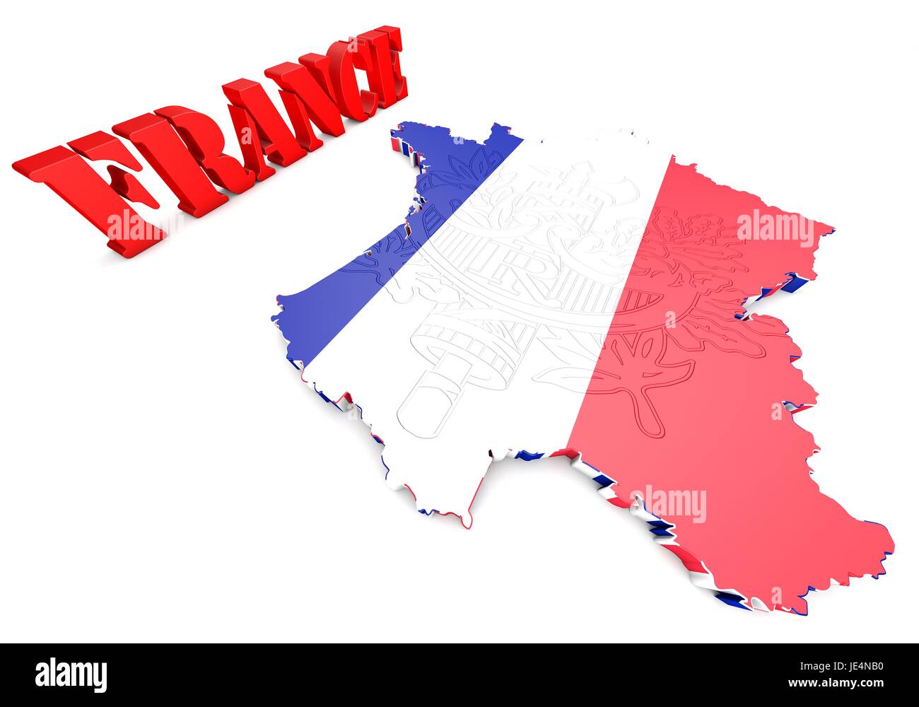 Map of France with flag colors. 3d render illustration Stock Photo - Alamy